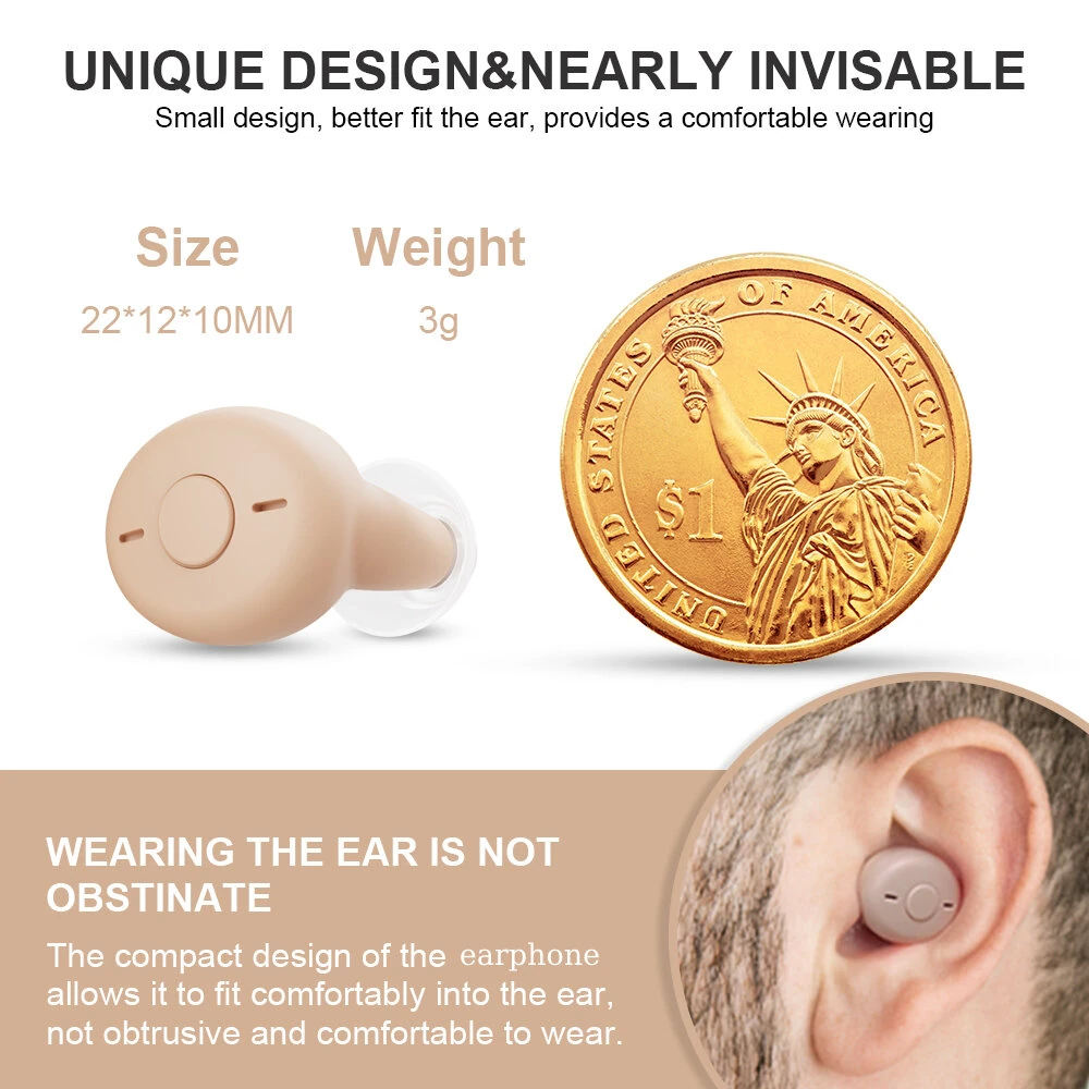 (image for) Sound Amplifier Dedicated Invisible Ear Internal Earbuds Adjustable Noise Reduction USB Charging Earphone for Elderly